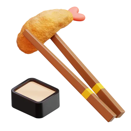 Shrimp Tempura With Chopsticks  3D Icon
