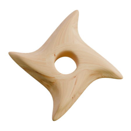 Shuriken Wooden Abstract Shape  3D Icon