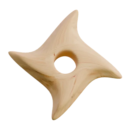 Shuriken Wooden Abstract Shape  3D Icon