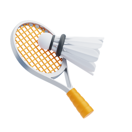 Shuttlecock With Racket  3D Icon