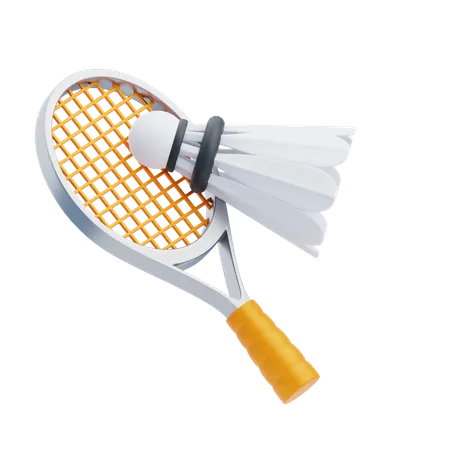 Shuttlecock With Racket  3D Icon