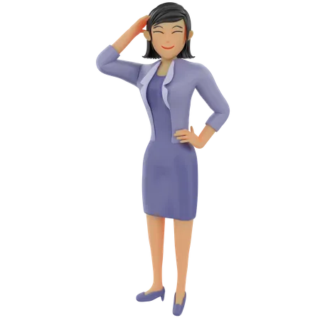 Shy Businesswoman  3D Illustration