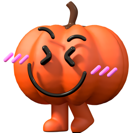 Shy pumpkin  3D Illustration