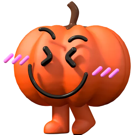 Shy pumpkin  3D Illustration