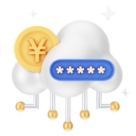 Sichere Yen-Cloud  3D Icon