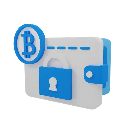 Sicheres Bitcoin-Wallet  3D Illustration