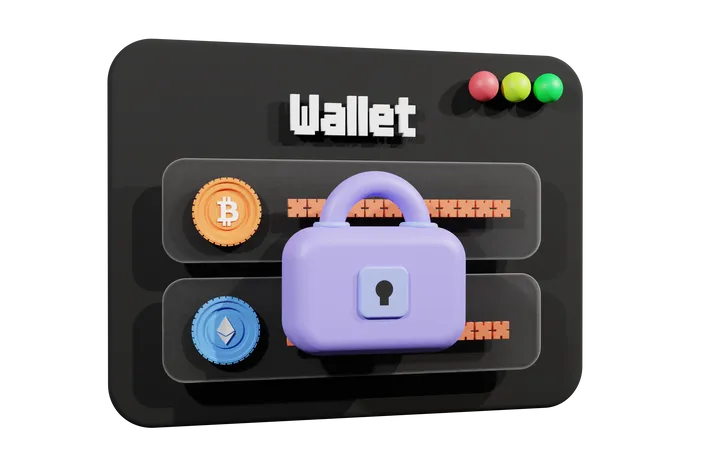 Ein Cooles Sicheres Krypto Wallet Mit Einem Schloss An Der Vorderseite Um Die Frechen Hacker Draussen Zu Halten 3D Illustration