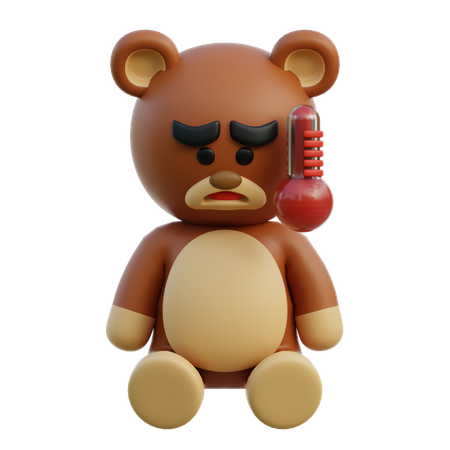 Sick Bear  3D Illustration