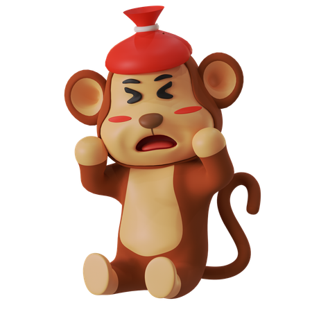 Sick Monkey  3D Illustration