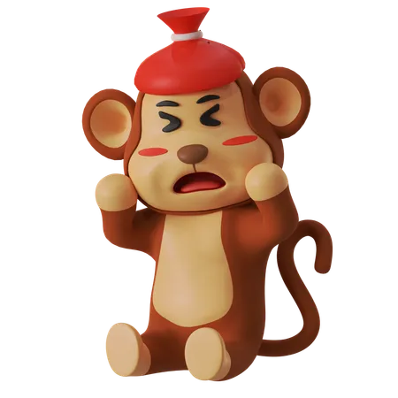 Sick Monkey  3D Illustration