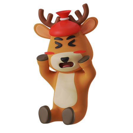 Sick Reindeer  3D Illustration