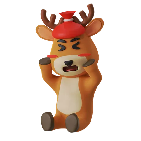 Sick Reindeer  3D Illustration