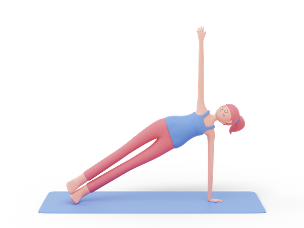 Side Plank Yoga Pose 3D Illustration