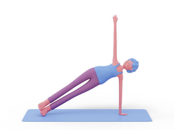 Side Plank Yoga Pose 3D Illustration