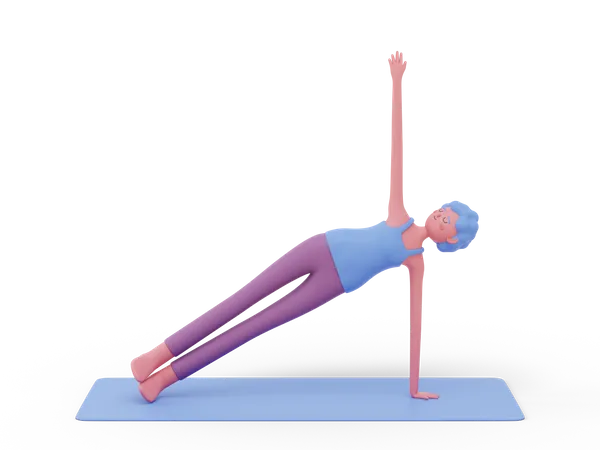 Side Plank Yoga Pose  3D Illustration