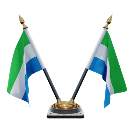 Sierra Leone Doppelter (V) Tischflaggenständer  3D Icon