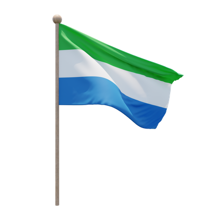 Sierra Leone Flag Pole  3D Flag