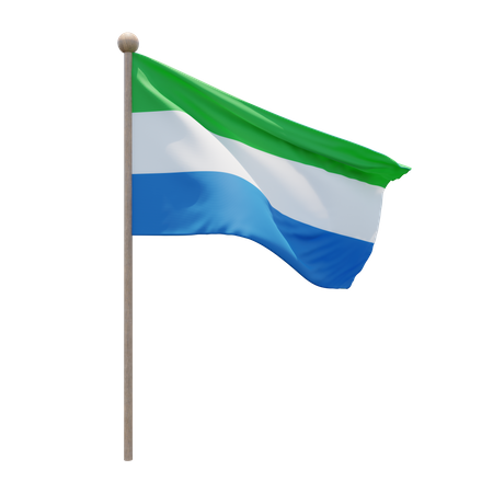 Sierra Leone Flag Pole  3D Illustration