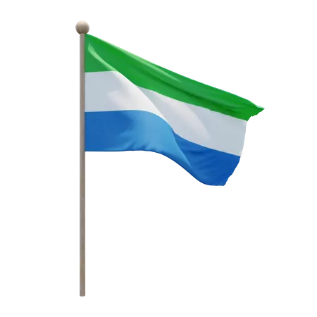 Sierra Leone Flag Pole  3D Illustration