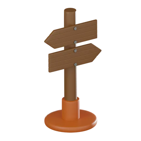 Wooden Directional Sign Ideal For Projects Seeking To Guide Audiences And Provide Clear Directions 3 D Render Illustration 3D Icon