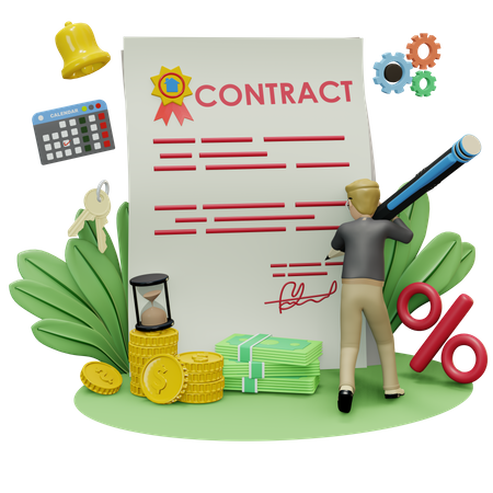 Sign Contract Paper  3D Illustration