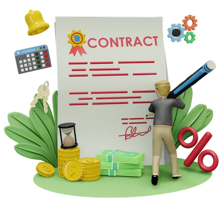 Sign Contract Paper  3D Illustration