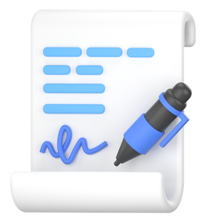 Sign Document  3D Icon