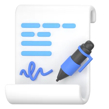 Sign Document  3D Icon