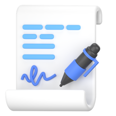 Sign Document 3D Icon
