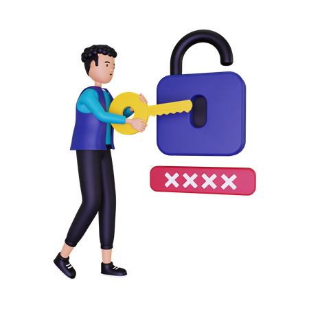 Sign in with a security key  3D Illustration