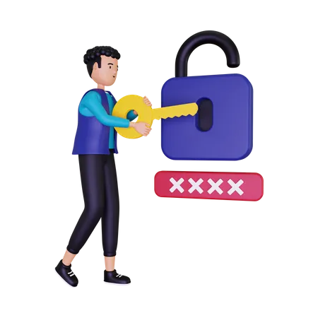 Sign in with a security key  3D Illustration