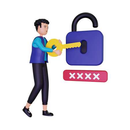 Sign in with a security key 3D Illustration