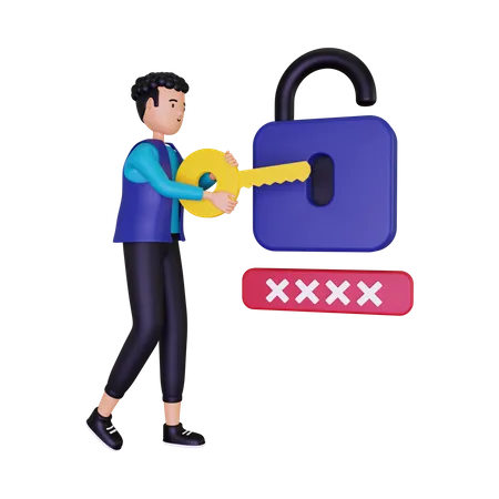 Sign in with a security key 3D Illustration