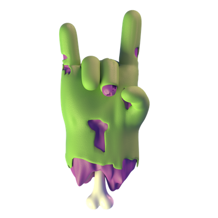 Sign Of Horns Zombie Hand  3D Icon