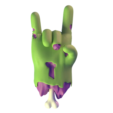 Sign Of Horns Zombie Hand  3D Icon