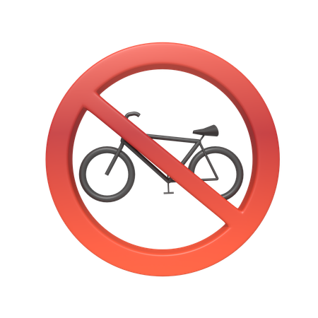 Sign Prohibiting Entry To Bicycles  3D Icon