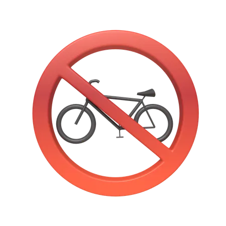Sign Prohibiting Entry To Bicycles 3D Icon