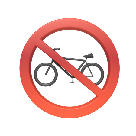 Sign Prohibiting Entry To Bicycles  3D Icon