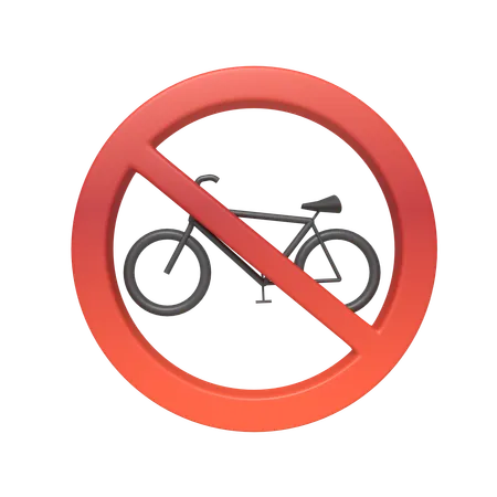 Sign Prohibiting Entry To Bicycles  3D Icon