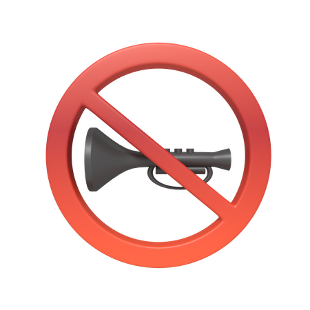 Sign Prohibiting The Use Of Sound Signals  3D Icon