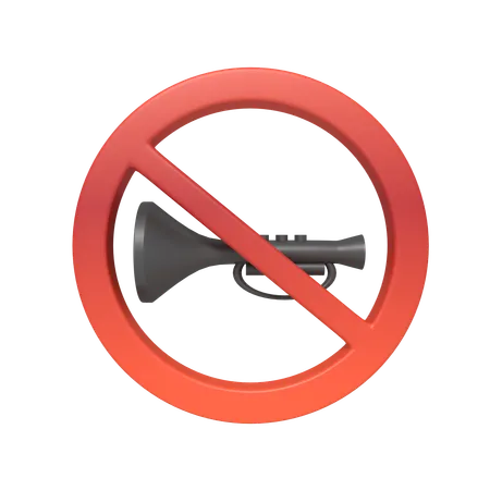 Sign Prohibiting The Use Of Sound Signals  3D Icon