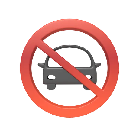 Sign Prohibition Of Entry For Four Wheeled Vehicles  3D Icon