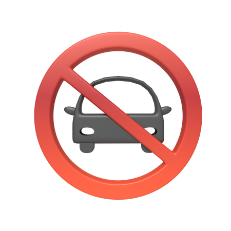 Sign Prohibition Of Entry For Four Wheeled Vehicles  3D Icon