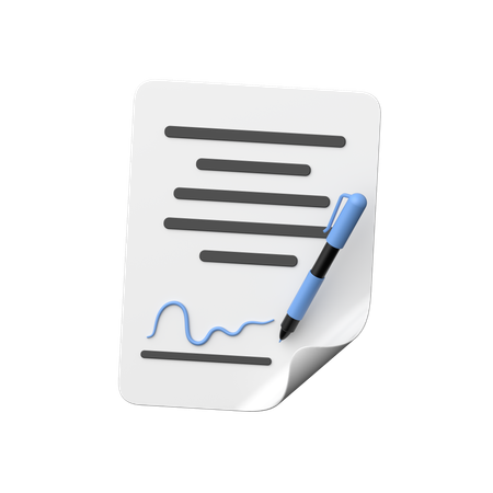 Signature on agreement  3D Icon