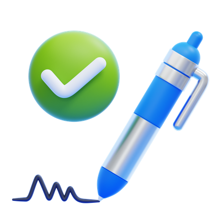 Signature With A Checkmark  3D Icon