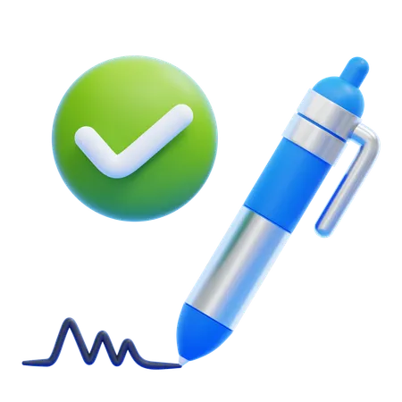 Signature With A Checkmark  3D Icon