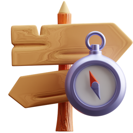 Signboard and Compass  3D Icon