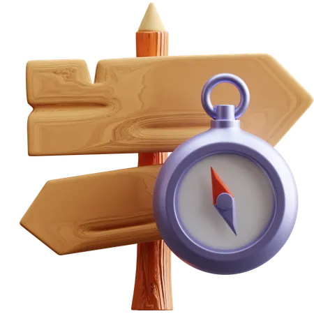 Signboard and Compass  3D Icon