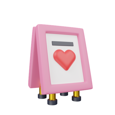 Signboard With Heart  3D Icon