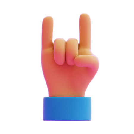 Signe de corne, geste de la main  3D Icon